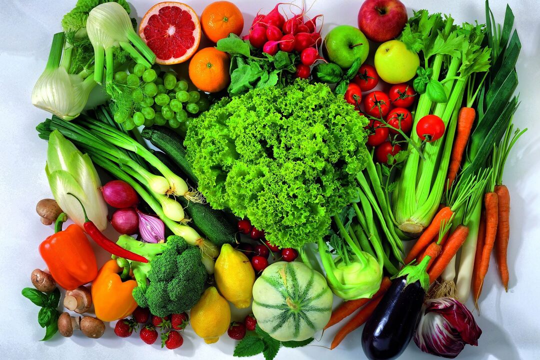 verduras y frutas en la dieta